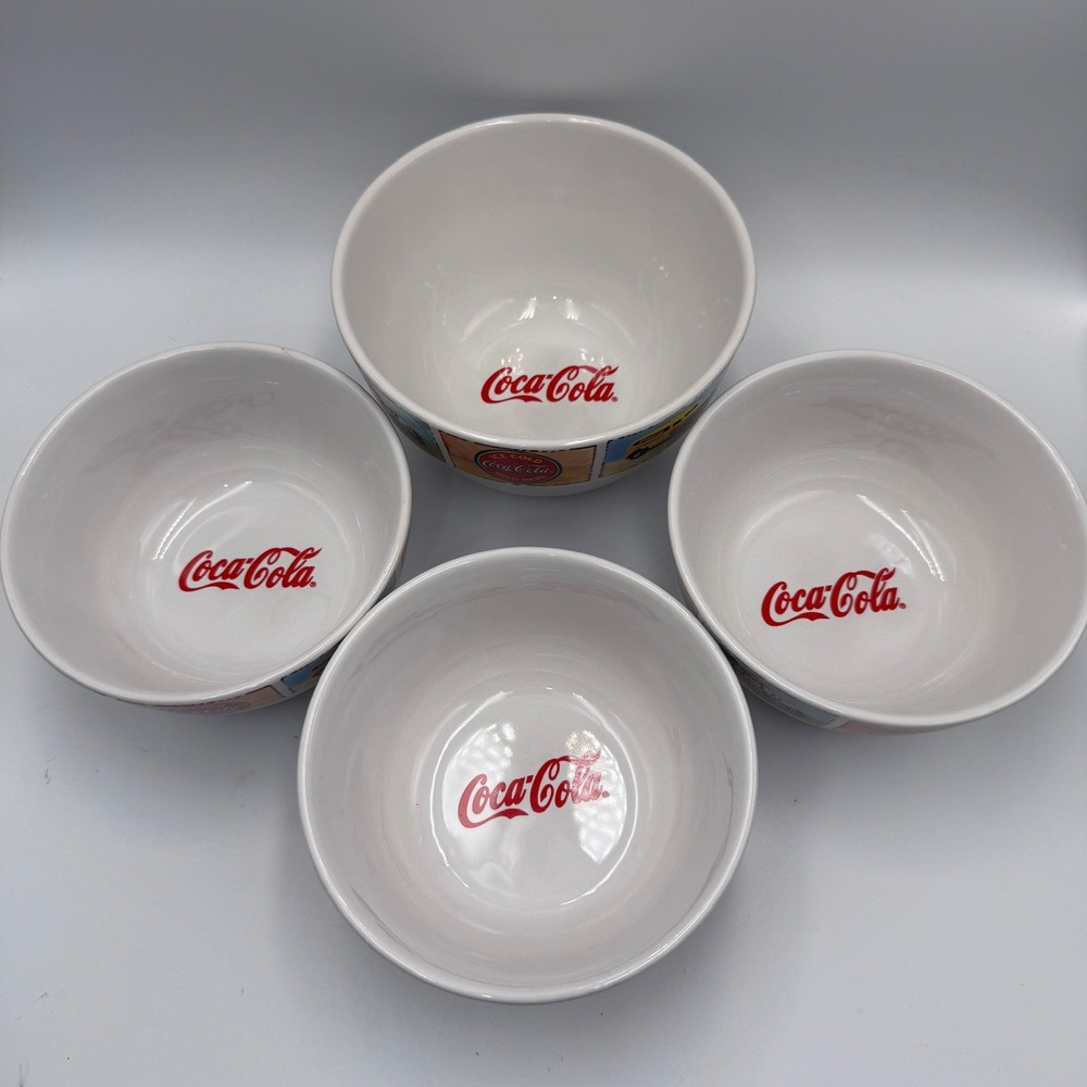 Coca-Cola Gibson Vintage Style Stoneware Cereal Bowls 4 Sizes Vary Retro Logo